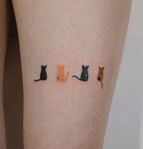 Multiple Cats Tattoo, Multiple Cat Tattoo, Three Cats Tattoo, Extraordinary Tattoos, Ruler Tattoo, Minimalist Cat Tattoo, Tatuaje Studio Ghibli, Cute Cat Tattoo, Sharpie Tattoos