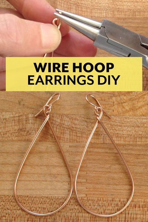 Making Wire Hoop Earrings, Making Wire Earrings, How To Make Wire Hoop Earrings, Making Hoop Earrings Wire Jewelry, How To Make Hoop Earrings Tutorials, Earring Wires Tutorial, Wire Wrapped Hoops Tutorial, Handmade Wire Earrings Ideas, Diy Earrings Hoops Wire Jewelry