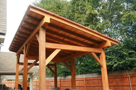 Lean To Pavilion, Bbq Shelter, Brick Pillars, Pavilion Ideas, Pavilion Plans, Lean To Shed Plans, Gazebo Plans, Breezeway Ideas, Metal Beam