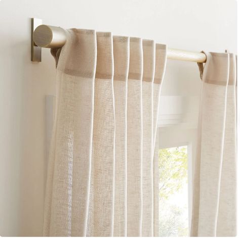 Natural Linen Curtains, Natural Curtains, Mid Century Curtains, Orange Curtains, Ivory Curtains, Metal Curtain Rod, Bohemian Curtains, Sheer Linen Curtains, Long Curtains