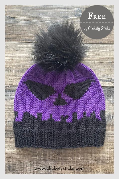 Poison Apple Beanie Free Knitting Pattern Clickety Sticks, Halloween Knitting Patterns, Unique Knitting Patterns, Halloween Knitting, Beanie Pattern Free, Beanie Knitting Patterns Free, Knit Beanie Pattern, The Poison, Poison Apple