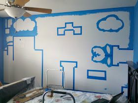 Mario Brothers Room Ideas, Mario Mural Bedroom, Super Mario Mural, Mario Bedroom Ideas, Mario Wall Decals, Super Mario Bedroom Ideas, Mario Bedroom Ideas Boys, Mario Mural, Super Mario Nursery