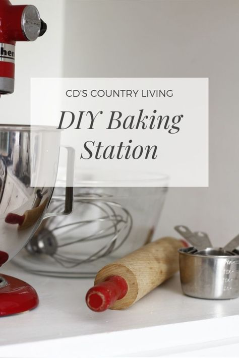 DIY Baking Station! -A DIY project using re-purposed items from kitchen renovation creating more storage for baking supplies and more! Small Kitchen Baking Station, Kitchen Baking Station Ideas, Baking Station In Kitchen, Baking Station Ideas, Kitchen Diy Storage, Kitchen Baking Station, Pallet Pantry, Pantry Diy, Baking Center