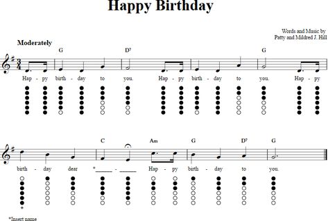 Happy Birthday: Sheet Music and Tab for Tin Whistle with Lyrics Tin Whistle Songs, Tinwhistle Music, Happy Birthday Sheet Music, Dizi Flute, Tin Whistle Sheet Music, Recorder Fingering Chart, Recorder Notes, Penny Whistle, Native American Flute Music