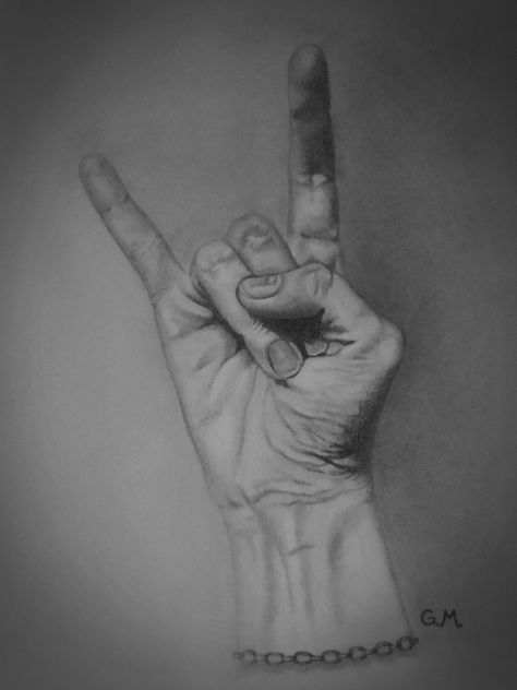 Hand Drawing, Rock N, Rock N Roll, How To Draw Hands, Tattoos, Drawings