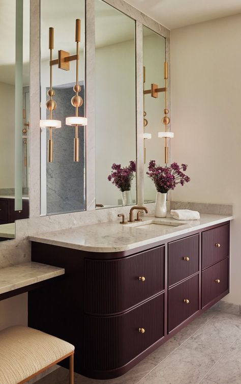 Alice Lane Interiors Bathroom, Custom Made Vanity, Primary Bath Makeup Vanity, Primary Bath Vanity, Bathroom Ideas Vanity, Dark Luxury Bathroom, Timeless Bathrooms, Berry Palette, Scandinavian Interior Bathroom