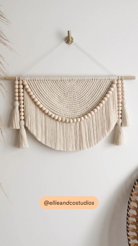 Modern Macramé Wall Hanging | Macrame wall hanging, Macrame patterns, Macrame design Wall Hanging Ideas, Macrame Tapestry, Office Nursery, Hanging Ideas, Wood Sticks, Macrame Diy, Cotton Rope, Macrame Wall, Macrame Wall Hanging