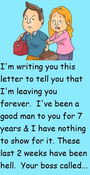 Dear Wife, Funniest Short Jokes, Funny Marriage Jokes, Marriage Jokes, Funny Today, Joke Stories, I'm Leaving, Funny Jokes To Tell, Funny Letters