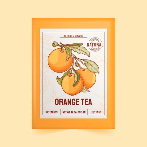 Tea Label Design, Tea Box Design, Drinks Packaging, Tea Labels, Tea Packaging Design, Tiffin Box, Label Packaging, Drinks Packaging Design, Orange Tea