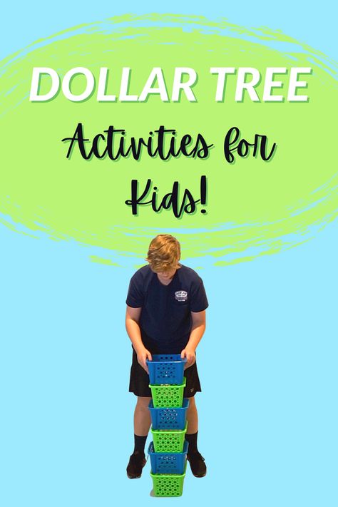 More Dollar Tree Fun in this weeks blog post. We are using tons of simple Dollar Tree products to create games and activities for kids of all ability levels. We have some great ideas on how to work on gross motor and fine motor skills with inexpensive Dollar Tree products. #DollarTree #DollarTreeActivities #grossmotorskills #finemotorskills #pediatricpt #pediatricot Dollar Tree Car Activities, Dollar Tree Learning Activities, Dollar Tree Activities, Dollar Tree Activities For One Year Old, Dollar Tree Montessori, Dollar Store Fine Motor Activities, Tree Activities For Kids, Tree Activities, Therapy Ball