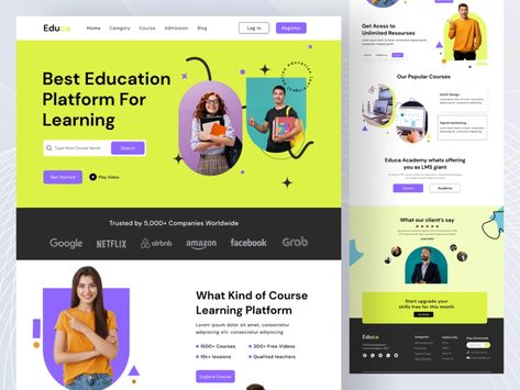 Education Platform Landing Page by Oyolloo on Dribbble Nonprofit Website Design, Education Images, Learning Website Design, Nonprofit Website, School Images, School Website, Charter School, Online Education, Landing Page Design