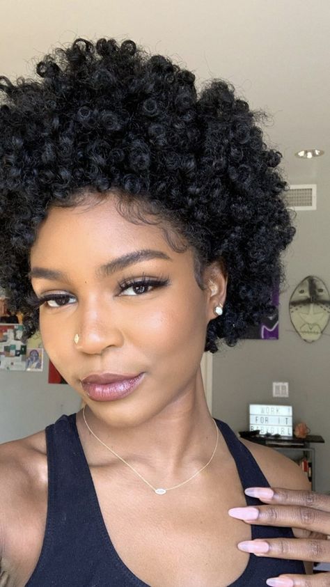 Nymcfly Short Hair, Short Curly Fro Black Women, Short Curly Cuts For Black Women, Short Curly Afro Natural Hair, Short Natural Curly Hair Black Women, Short Coily Hair, Short Natural Curls, Big Chop Natural Hair, Short Curly Afro