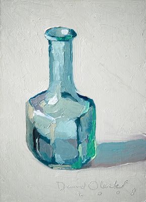 Paintings Of Glass Bottles, Fun Oil Paintings, Painting Of Bottle, Oil Painting Glass Bottle, Small Oil Painting Ideas, David Oleski, Painting Glass Bottles, Glass Oil Painting, Bottles Painting