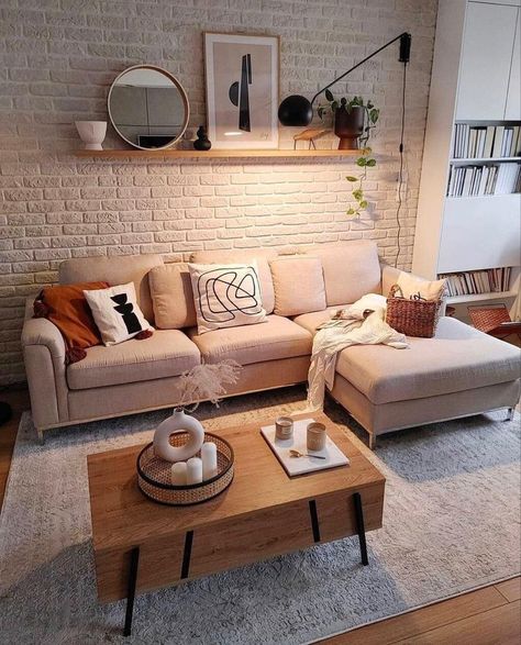 Small Living Room Decor, White Brick, Decor Home Living Room, Living Room Decor Apartment, Living Room Inspo, A Living Room, Room Inspiration Bedroom, Apartment Living Room, Cozy Living Rooms