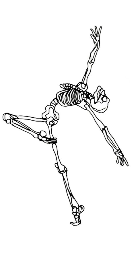 Mini Dancer Tattoo, Simplistic Skeleton Tattoo, Singing Skeleton Tattoo, Ballerina Skeleton Tattoo, Dancing Skull Tattoo, Skeleton Line Art Simple, Feminine Skeleton Tattoo, Danse Macabre Tattoo, Skeleton Dance Tattoo