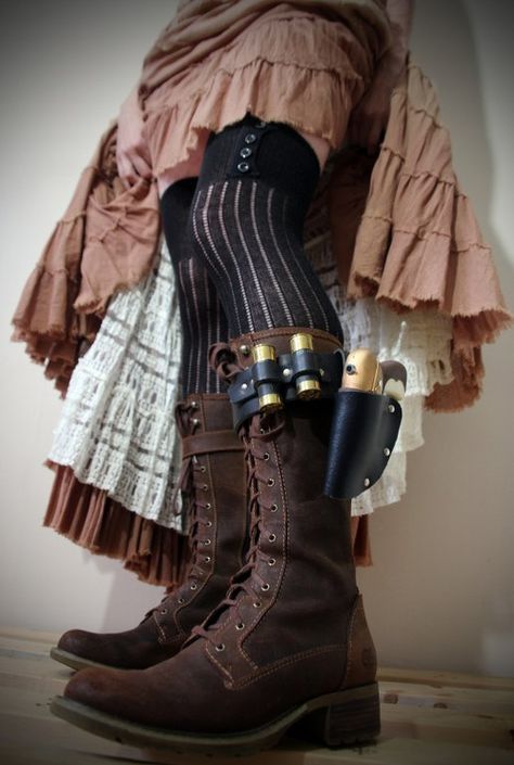 Diy Steampunk Boots, Steampunk Socks, Steam Punk Pirate, Boot Holster, Boots Steampunk, Steampunk Clothes, Steampunk Witch, Skirt Layers, Steampunk Shoes