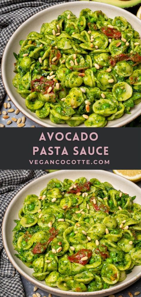 Creamy Avocado Pasta Sauce Vegan Avocado Pasta Sauce, Avocado Spinach Pasta Sauce, Avocado Sauce For Pasta, Pasta And Avocado Recipe, High Protein Spinach Pasta, Pasta Avocado Sauce, High Protein Pasta Sauce, Avocado Cream Pasta, Dairy Free Pasta Sauce