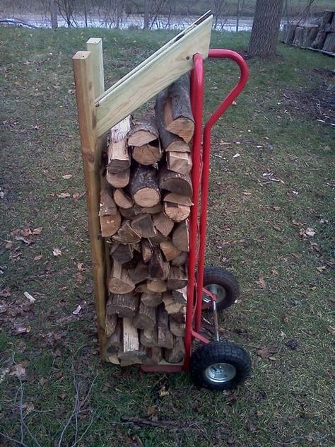 Firewood Cart, Firewood Stand, Firewood Storage Outdoor, Wood Cart, Firewood Shed, Firewood Holder, Bird House Plans, Construction Ideas, Firewood Rack