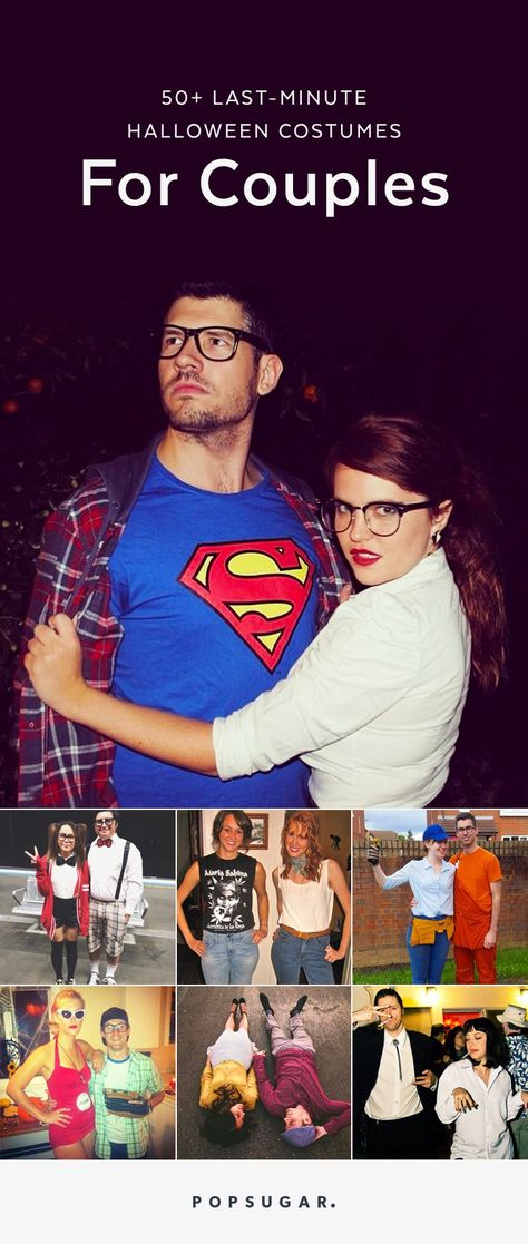 50 Last-Minute Couples Costumes That Require Little to No Effort Easy Diy Couples Costumes, Last Minute Couples Costumes, Easy Last Minute Costumes, Last Minute Kostüm, Couple Disney, Easy Couple Halloween Costumes, Easy Couples Costumes, Meme Costume, Halloween Costumes Diy Couples