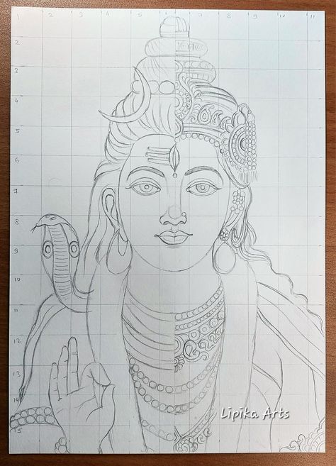 Ardhnareshwar Drawing, Ardhnarishwar Sketch, Shivshakti Drawing, Mahadev Sketch, Easy Hand Drawings, Grid Drawing, Pencil Drawing Images, Modern Art Canvas Painting, Pencil Sketch Images