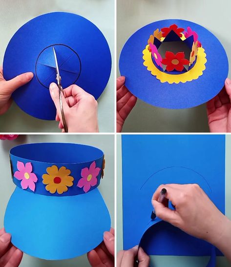 DIY Hat Tutorial for Kids Party | hat, party, tutorial | Learn to Make DIY Hat Tutorial for Kids Party | By Kids Planet Spring Hats For Kids Diy, Creative Hats For Kids, Hat Crafts For Preschoolers, Diy Kostum, Paper Hats Diy, Paper Hat Diy, Paper Plate Hats, Kids Party Hats, Butterfly Crown