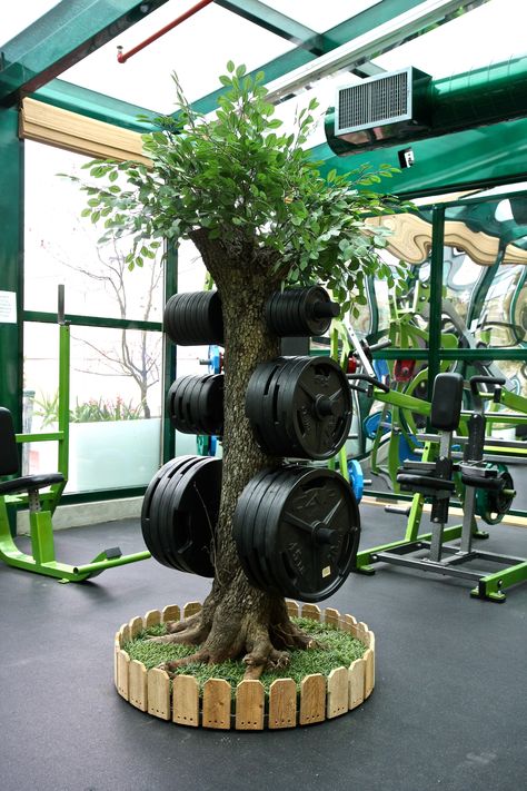 Custom Plate 'Tree'! by GymStore Home Gym Aesthetic, Gym Building, Gym Cafe, Christian Gym, Commercial Gym Design, Crossfit Equipment, Studio Gym, Backyard Gym, Home Gym Set