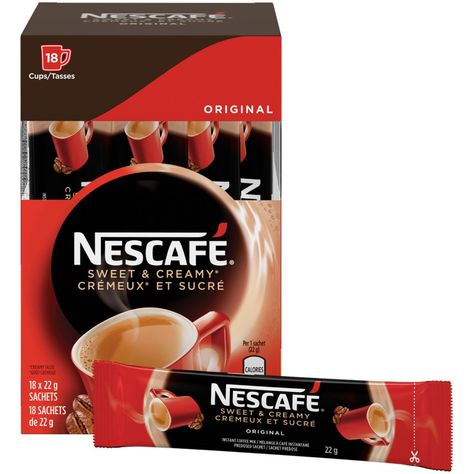 NESCAFÉ Sweet & Creamy Original, Instant Coffee Sachets | Walmart Canada Coffee Sachet, Nescafe Instant Coffee, Nescafe Coffee, Coffee Sachets, Iced Cappuccino, Creamy Coffee, Stick Design, Mocha Coffee, Iced Latte