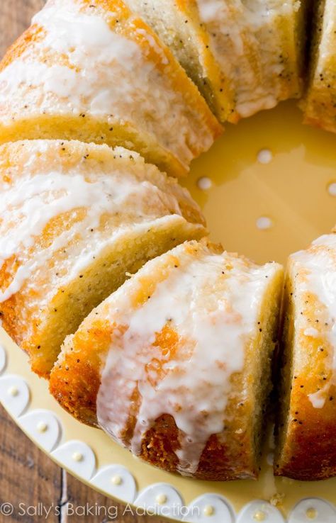 Lemon Poppy Seed Bundt Cake Recipe, Lemon Poppy Seed Bundt Cake, Poppy Seed Bundt Cake, Lemon Poppyseed Cake, Poppy Seed Cake, Lemon Bundt Cake, Sally's Baking, Lemon Poppy Seed, Lemon Poppy