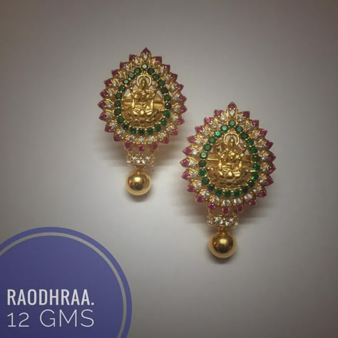 Laxmi Earrings Gold, Laxmi Kammalu, Laxmi Devi Earrings Gold, Lakshmi Devi Earrings Gold, 5 Grams Gold Earrings, Small Earrings Gold, Wedding Jewelry Sets Bridal Jewellery, Gold Earrings Indian, Lakshmi Devi