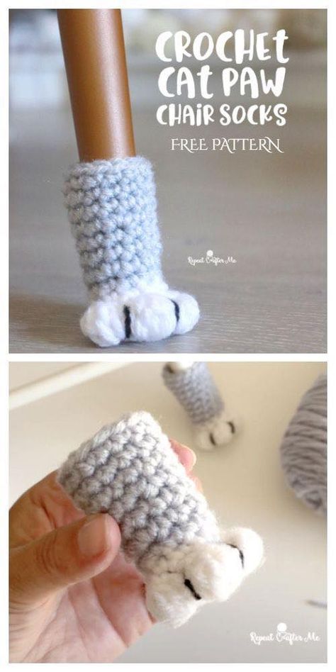 Cat Paw Chair Socks, Kat Haken, Chair Socks, Confection Au Crochet, Crochet Simple, Kids Crochet, Clothes Crochet, Pola Sulam, Fun Crochet Projects