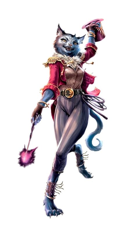 Female Catfolk Circus Bard  - Pathfinder 2E PFRPG DND D&D 3.5 5E 5th ed d20 fantasy Circus Character Art, Tabaxi Female Bard, Black Tabaxi, Circus Character Design, Dnd Circus, Tabaxi Bard, Fantasy Circus, Pathfinder 2e, Circus Characters