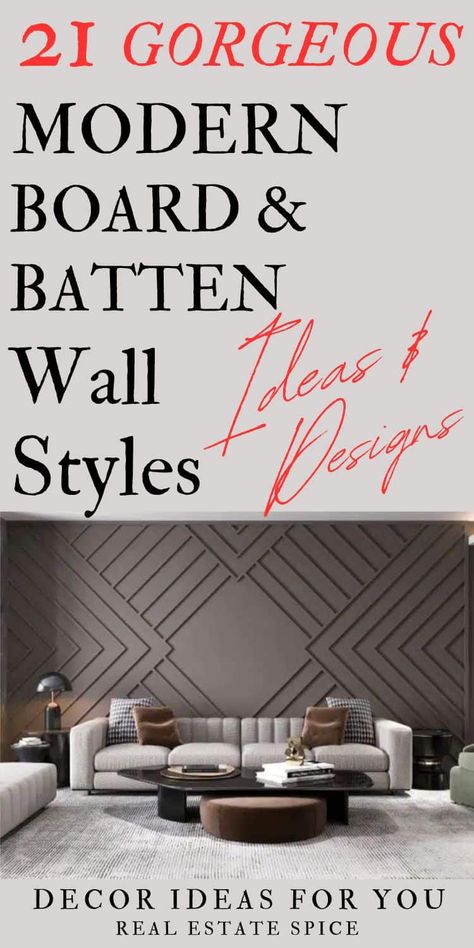 21 BEST Modern Board and Batten Accent Wall Ideas Diy 3d Accent Wall, Modern Accent Wall Dining Room, Large Wall Paneling, Accent Walls In Living Room Behind Couch, Board And Batten Designs Accent Wall, Vaulted Ceiling Board And Batten, Accent Wall Between Windows, Accent Wall Pattern Ideas, Geometric Accent Wall Ideas