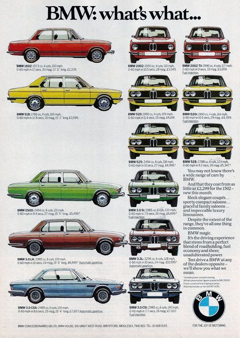 1975 BMW CAR RANGE ADVERT | Jonathan | Flickr Bmw Car Models, Bmw Old, Bmw E9, Bmw Vintage, Bmw E21, Bmw Sport, Automobile Advertising, Bmw Classic Cars, Bmw Alpina