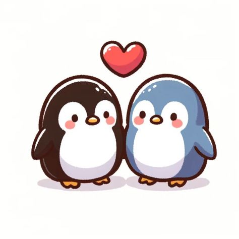 Snowman Couple Drawing, Penguin Drawings Cute, Penguin Love Drawing, Cute Animated Couple Pics, Cute Things To Draw For Boyfriend, Cute Drawings Of Love Easy, Cute Small Drawings Love, Cute Drawings For Gf, Cute Love Puns