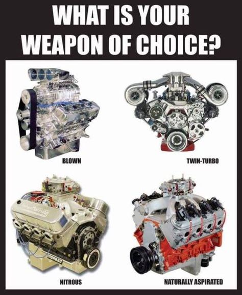 northwestphotag1: madmusclegarage:   Whats your choice?  #blown... Motor Mechanics, Chevy Motors, Jdm Engines, Car Facts, Car Jokes, Funny Car Memes, Diesel Mechanics, Automobile Engineering, Cool Car Drawings