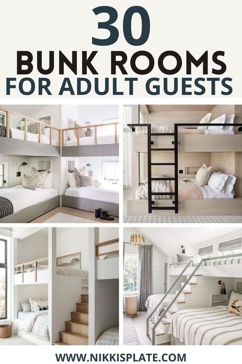 30 Bunk Room Ideas for Adults 😍 Wondering what to do with that empty room? Here are 30 fun bunkbed room ideas for adults that are perfect for guests or parties! {bunk bed rooms, bunk bed designs, adult bunk beds, adult bunk bed rooms guest rooms}