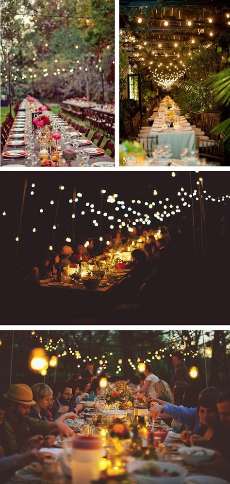 40+ Stunning Ideas for Perfect Outdoor Dinner Party | momooze Outdoor Dinner Party, Backyard Dinner Party, Wedding Reception Dinner, Wedding Backyard Reception, Backyard Reception, Outdoor Dinner Parties, Reception Dinner, Outdoor Dinner, Cafe Lights