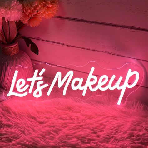 Lets Makeup Neon Sign For Spa Beauty Room Nail Brows Lashed Salon Studio LED Wall Art Decor For Business Stores Logo Barber Shops Led Word Indoor Custom Neon Lights 5V USB Powered Peach Pink 40×14cm Makeup Neon Sign, Nail Studio Decor, Logo Barber, Beauty Sign, Makeup Neon, Makeup Studio Decor, Neon Signs Quotes, Commercial Signs, Led Wall Art