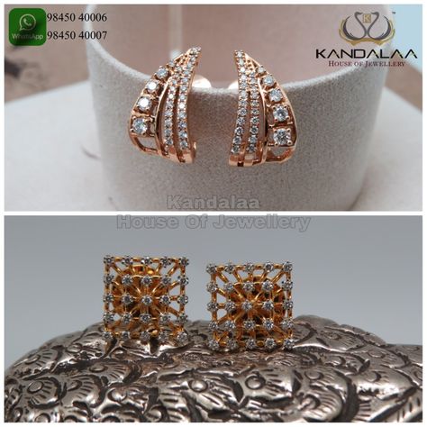 Bali Earing Design Diamond, Diamond Earrings Daily Wear, Daily Wear Diamond Earrings Indian, Diamond Earrings Indian Daily Wear, Diamond Bali Design, Bali Designs Earings, Daily Wear Diamond Earrings, Decent Jewellery, Kandalaa Jewellery