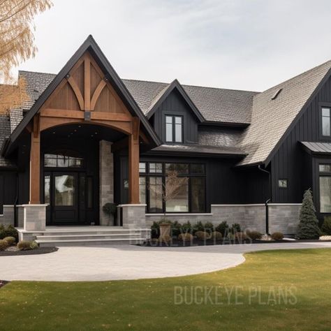 Exterior House Options, Mountain Home Exterior, Ranch House Exterior, Moore House, Cabin Exterior, Lake House Plans, Modern Farmhouse Exterior, Exterior Remodel, Casa Exterior