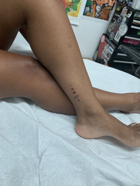 Planets and stars in alignment Planets Aligned Tattoo, Planets Back Tattoo, Stars Planets Tattoo, Stars Align Tattoo, Saturn Tattoo Placement, Back Tattoo Women Planets, Planets Aligned, Planets And Stars, Stars Align