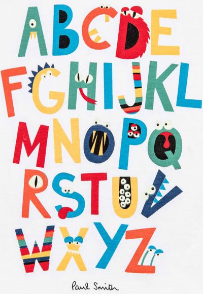 print & pattern: KIDS DESIGN - paul smith junior Kids Graphic Design, Kid Fonts, Abc Poster, Alphabet Cards, Alphabet Design, Kids Logo, Kids Stationery, Alphabet Illustration, The Alphabet