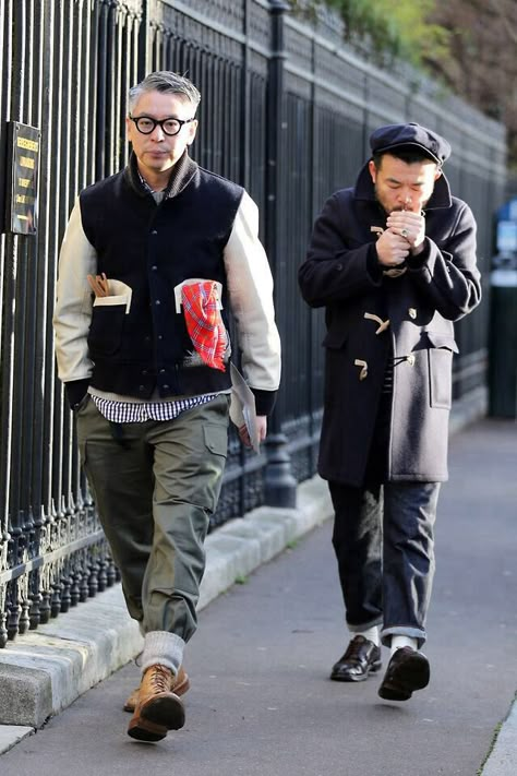 Japanese Street Fashion Men, Varsity Jacket Outfit, Workout Man, Tommy Ton, Workwear Style, Duffle Coat, Men Style Tips, Japanese Street Fashion, Gentleman Style