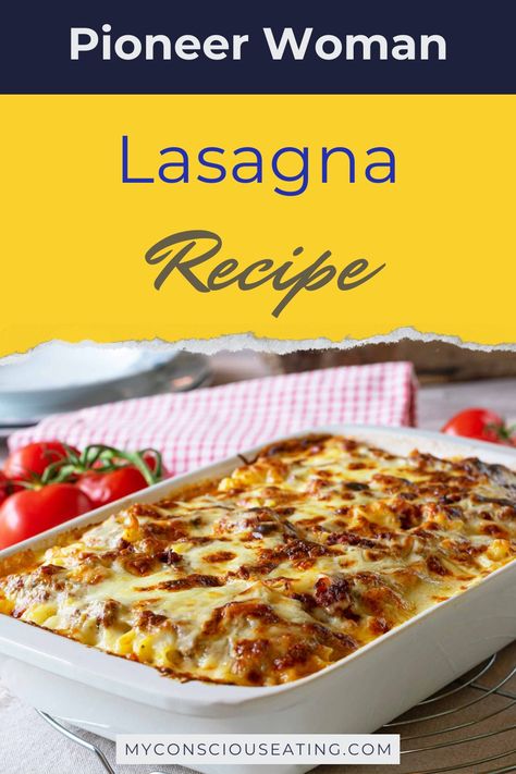 Lasagna in a baking dish Pioneer Woman White Lasagna, Lasagna Pioneer Woman, Ree Drummond Lasagna Recipe, Lasagna Recipe With Ricotta Beef, Pioneer Woman Lasagna Recipe, Best Lasagna Recipe Ever Pioneer Woman, Carrie Underwood Ugly Lasagna, The Pioneer Woman Recipes, Lazana Recipes