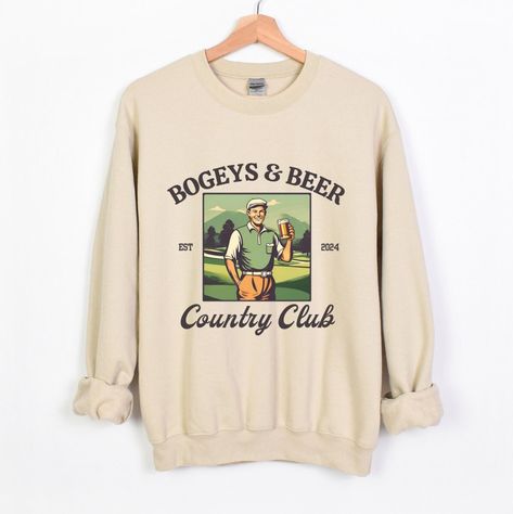 Bogeys and Beer Country Club Crewneck Sweatshirt, Men's Golf Sweater, Guy's Golfing Pullover, Golf Bachelor Party, Gift for Him Funny Golf Outfits, Golfer Gifts, Golf Sweatshirt, Golf Sweater, Diy Shirts, Golf Tee, Funny Golf, Golf Sweaters, Golf Brands