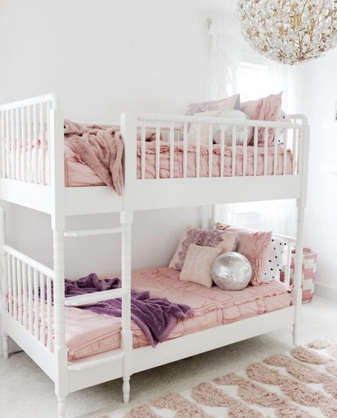 We are sharing 20+ adorable girls bedrooms with bunk beds over on our blog! If you've been on the fence on whether or not to get a bunk bed, this post should help you make your decision! Bedrooms With Bunk Beds, Girls Room With Bunk Beds, Girl Bunk Bed Rooms, Girls Room Bunk Beds, Bunk Beds For Girls Room, Room With Bunk Beds, Bunk Bed Room, Girls Bunk Beds, Shared Girls Room