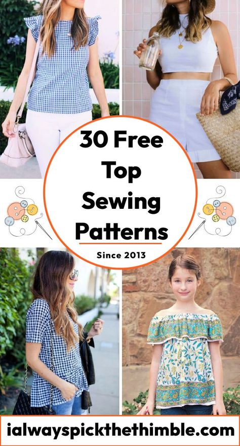 30 Free Top Patterns to Sew: Easy Top Sewing Pattern Shirt Dress Tutorials, Top Pattern Sewing, T Shirt Tutorial, Diy Summer Clothes, Sewing Patterns Free Women, Shirt Tutorial, Drugstore Skincare, Sewing Clothes Women, Top Sewing