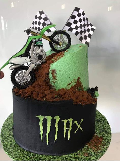 Motorbike Cake Dirt Bikes, Motocross Birthday Theme, Dirt Bike Birthday Party Cake, Dirt Bike Track Cake, Honda Dirt Bike Cake, Dirt Bike Cake Motocross, Motorcycle Birthday Party Ideas, Dirt Bike Cake Topper, Dirt Bike Theme Cake