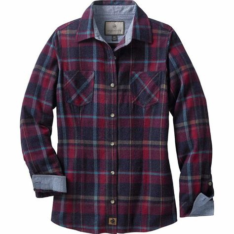 A classic, boxy-fit flannel shirt upgraded with chambray lining at the collar and cuffs. Womens Flannel Shirt, Husband Shirts, Women's Button Down Shirt, White Tail, Casual Tops For Women, Long Sleeve Plaid, Plaid Flannel Shirt, Sangria, Flannel Shirt