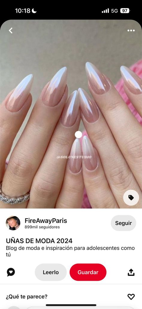 Engagement Nail Art, Engagement Nail, Color Engagement Ring, Ombre Twist, Cool Nail Ideas, Chrome Manicure, Engagement Nails, Uñas Ideas, Almond Shape Nails